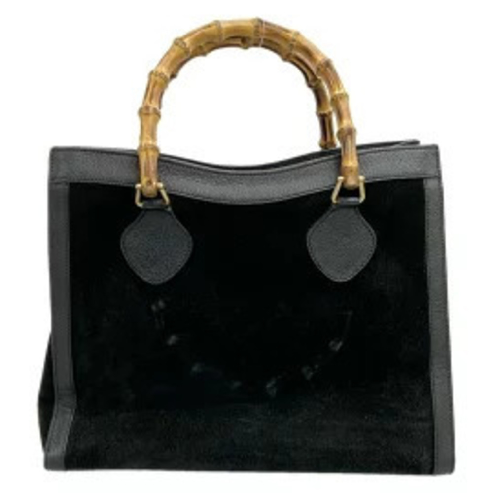 Gucci Bamboo Handbag Black Leather